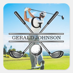 Sticker Carré Personnalisez Votre Design de Monogramme de Golf d