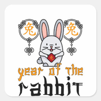 Sticker Carré Personnalité chinoise du lapin Nouvel An 2023