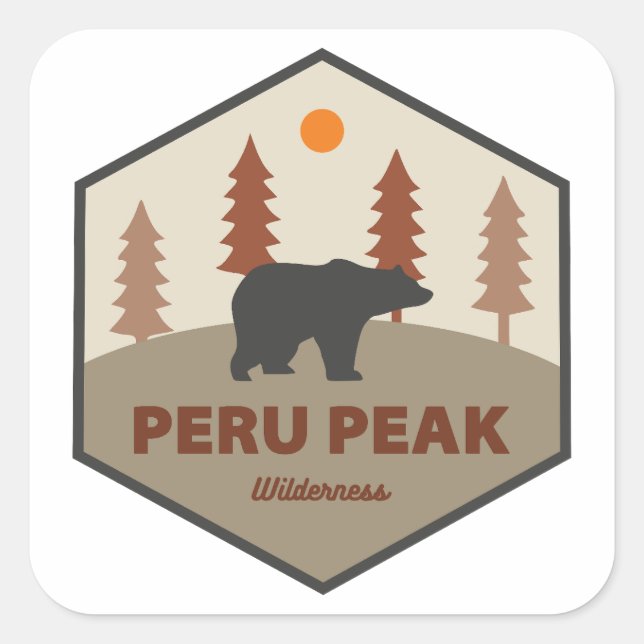 Sticker Carré Peru Peak Wilderness Vermont Bear (Devant)