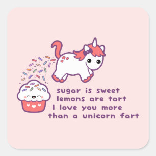 Sticker Carré Pet mignon de licorne