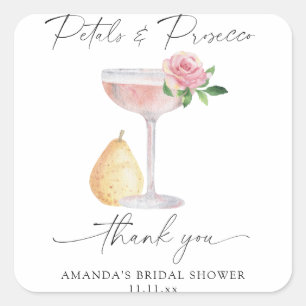 Sticker Carré Pétales & Prosecco - merci pour la baby shower de 