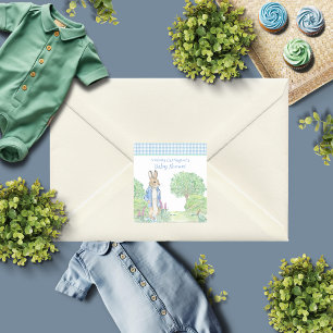 Sticker Carré Peter Rabbit Blue Animal Thème Aquarelle