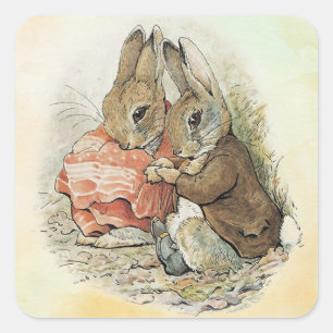 Sticker Carré Peter Rabbit et Beniamin Bunny
