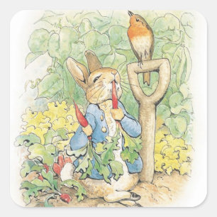 Sticker Carré Peter Rabbit In The Garden - Beatrix Potter