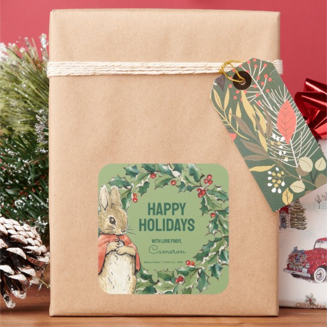 Sticker Carré Peter Rabbit | Joyeux Noël de (vacances)