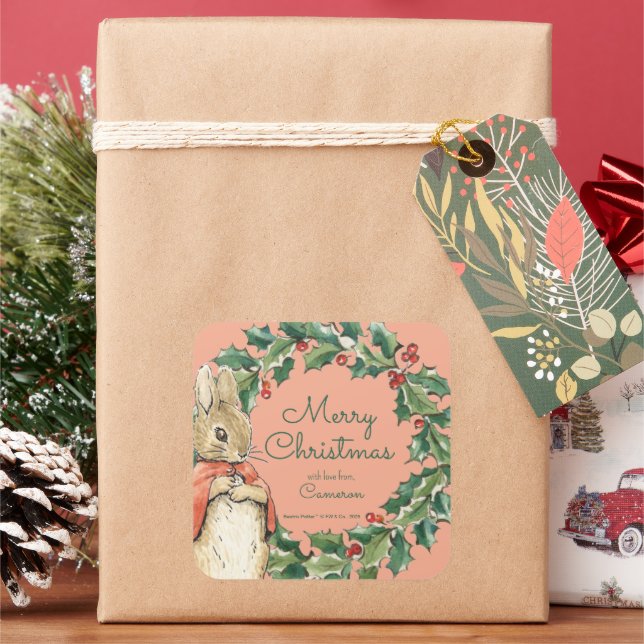 Sticker Carré Peter Rabbit | Joyeux Noël de (vacances)