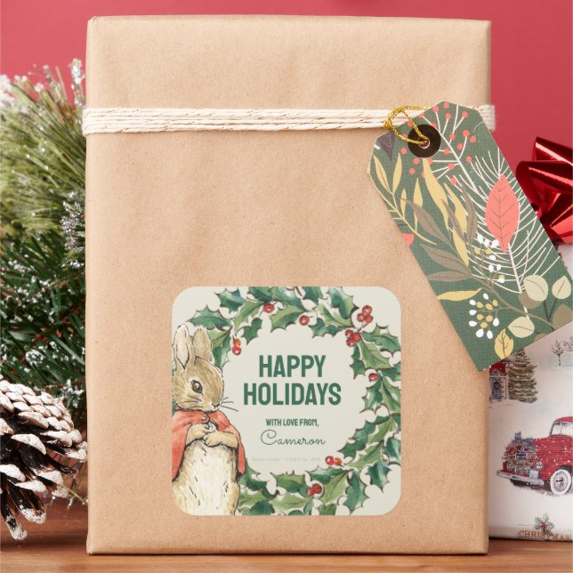 Sticker Carré Peter Rabbit | Joyeux Noël de (vacances)