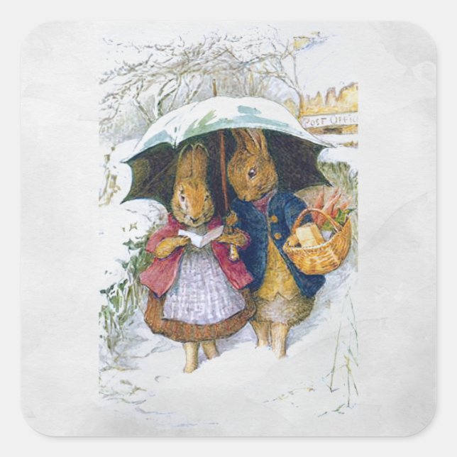 Sticker Carré Peter Rabbit (parapluie) (Devant)