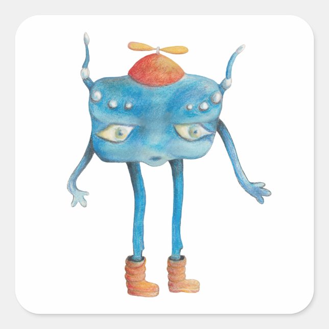 Sticker Carré Petit Alien Pi (Devant)