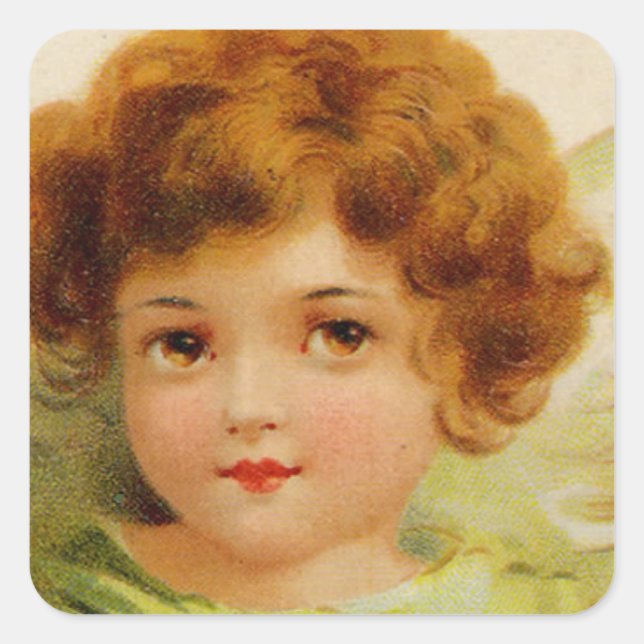 Sticker Carré Petit ange à tête rouge (Devant)