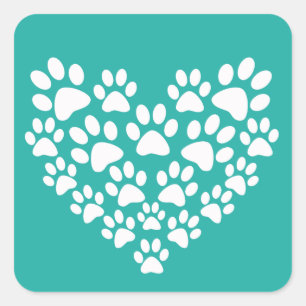 Sticker Carré Petit animal simple Turquoise Turquoise Coeur Empr