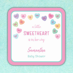 Sticker Carré petit baby shower amoureux