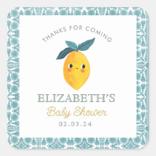 Sticker Carré Petit Baby shower Citrus Citron Cutie