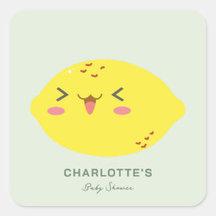 Sticker Carré Petit Baby shower Citrus Citron Cutie