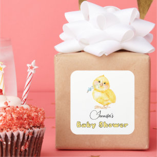 Sticker Carré Petit Baby shower floral de poussette
