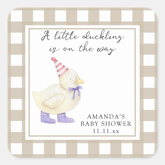 Sticker Carré Petit Baby shower Lucky Duck (Devant)