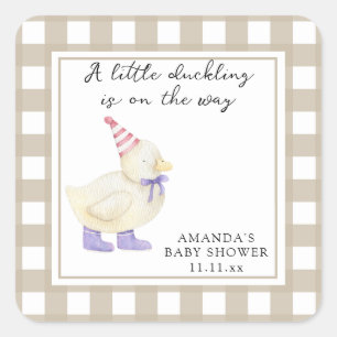 Sticker Carré Petit Baby shower Lucky Duck