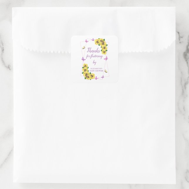 Sticker Carré Petit Baby shower papillon (Sac)