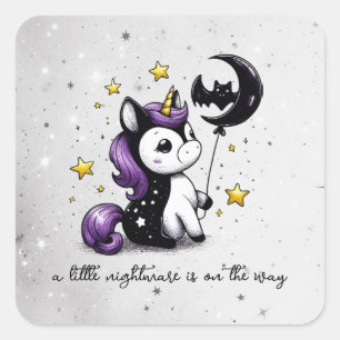Sticker Carré Petit Baby shower Unicorn