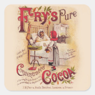 Sticker Carré Petit cacao à chapeau rouge