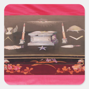 Sticker Carré Petit cas en bois, avec des symboles de