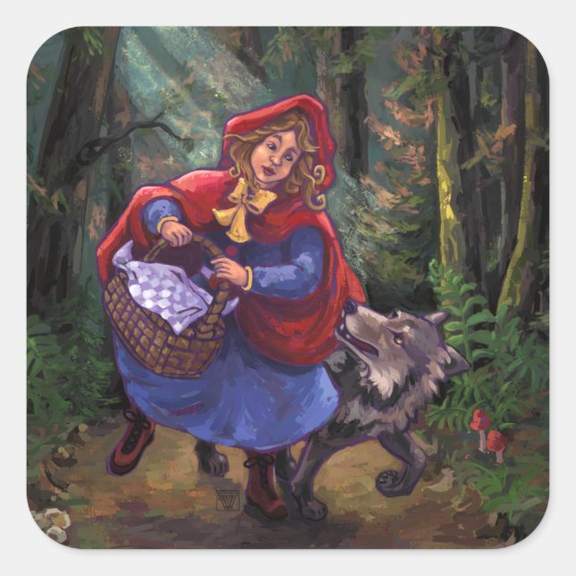 Sticker Carré Petit Chaperon Rouge (Devant)