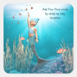 Sticker Carré petit chevalet Mermaid 1