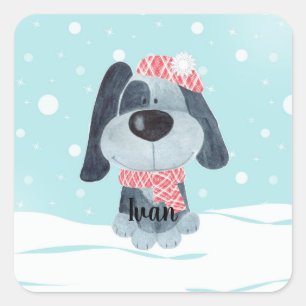Sticker Carré Petit chiot, bébé