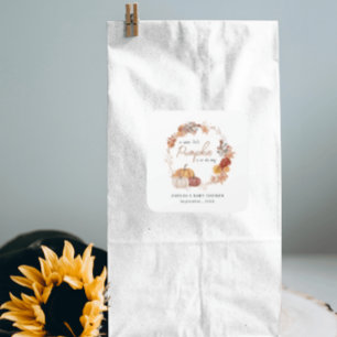 Sticker Carré Petit Citrouille Boho Genre Baby shower neutre