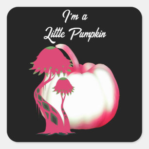 Sticker Carré Petit Citrouille rose mignon Halloween Automne Toa