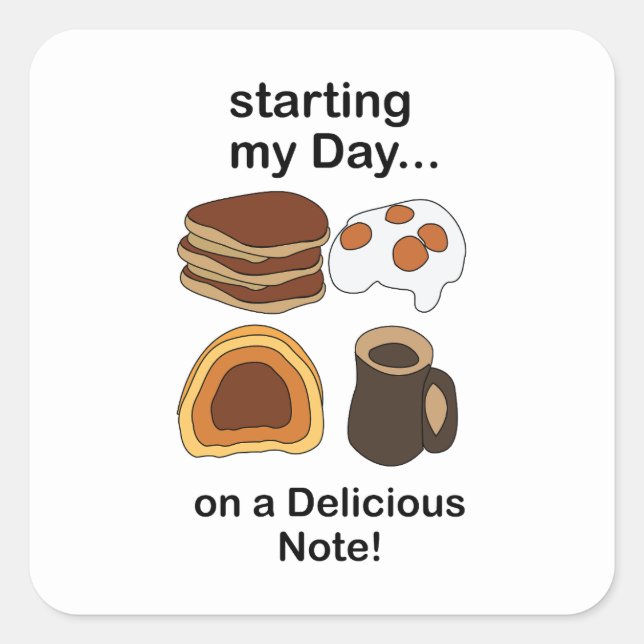 Sticker Carré Petit déjeuner : commencer ma journée sur une note (Devant)