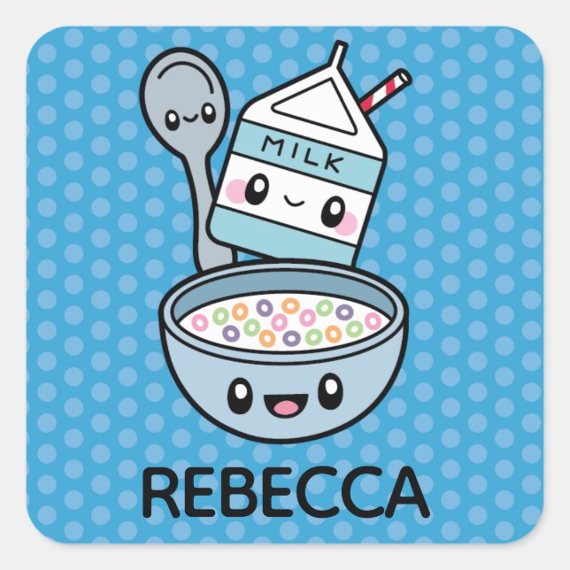 Sticker Carré Petit-déjeuner Cuisine Céréale & Lait (Devant)