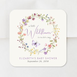 Sticker Carré Petit Fleur sauvage Aquarelle Bébé Fille Douche
