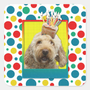 Sticker Carré Petit gâteau d'anniversaire - GoldenDoodle