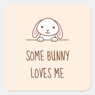 Sticker Carré Petit lapin lapin Peeeing au-dessus Citation