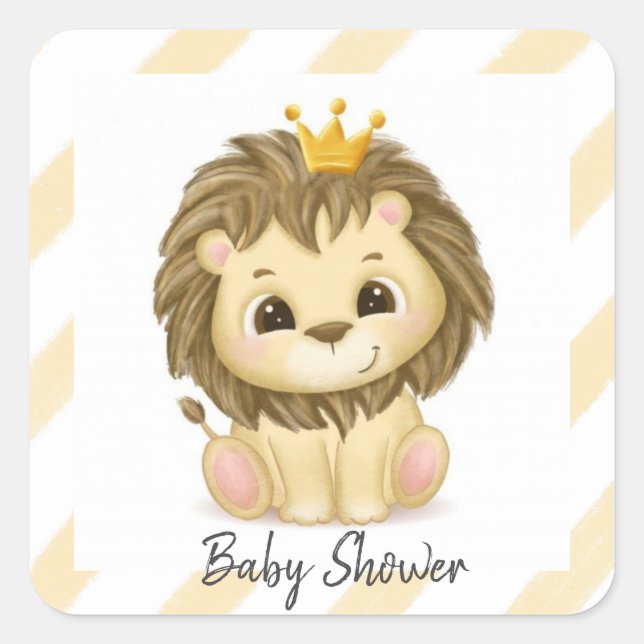 Sticker Carré Petit Prince Lion Boy Baby shower (Devant)