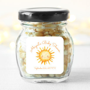 Sticker Carré Petit Rayon de Soleil Baby Shower Mignon