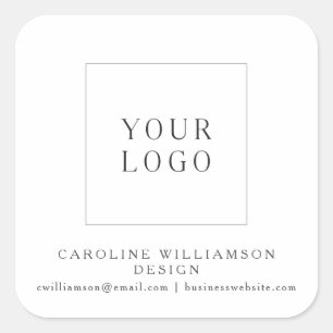 Sticker Carré Petite boutique emballage personnalisé logo blanc 
