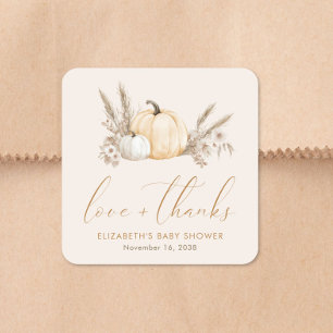 Sticker Carré Petite Citrouille Remerciements pour Baby Shower d