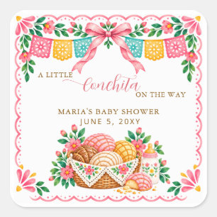 Sticker Carré Petite Concha En Route Fête Prénatale Mexicaine