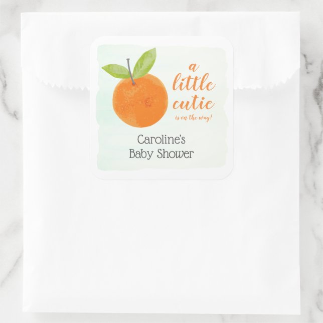 Sticker Carré Petite Cutie Orange Baby shower Faveurs (Sac)