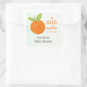 Sticker Carré Petite Cutie Orange Baby shower Faveurs