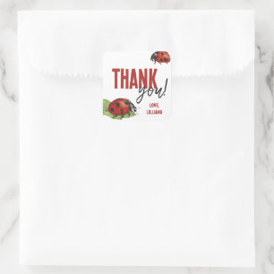 Sticker Carré Petite Dame Coccinelle Cadeau de Remerciement d'An
