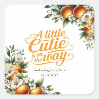 Sticker Carré Petite Douce Orange Baby Shower Personnalisé