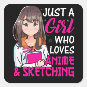 Sticker Carré Petite fille Anime   pour Anime & Sketting Lover