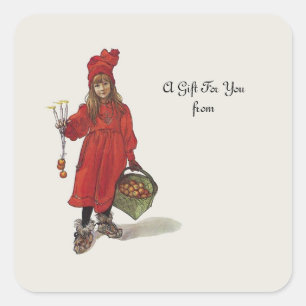 Sticker Carré Petite fille suédoise de Carl Larsson : Brita