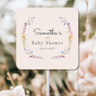 Sticker Carré Petite Fleur Sauvage Boho Rêve - Baby Shower