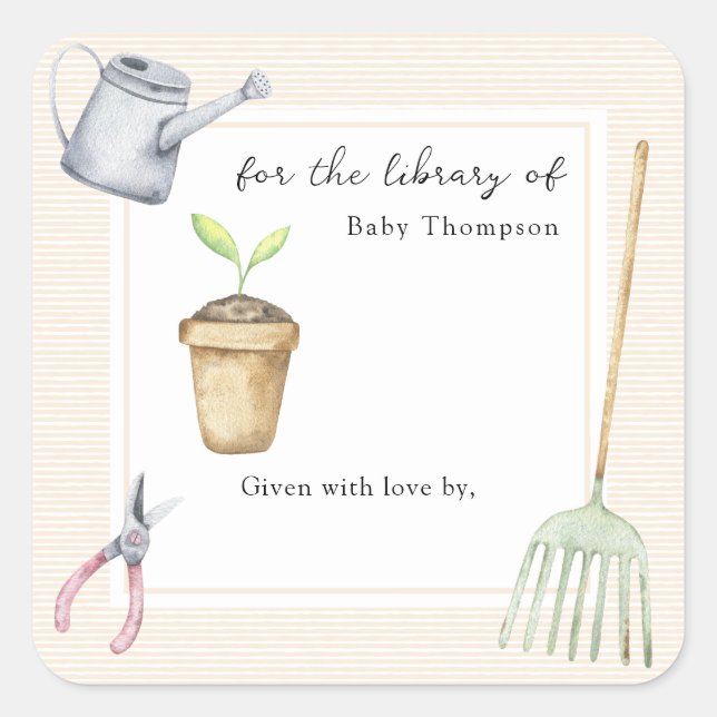 Sticker Carré Petite germe Pour la bibliothèque de (Devant)