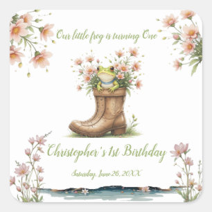 Sticker Carré Petite grenouille Froggie 1er anniversaire