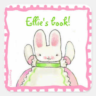 Sticker Carré Petite plaque de Bunny rose
